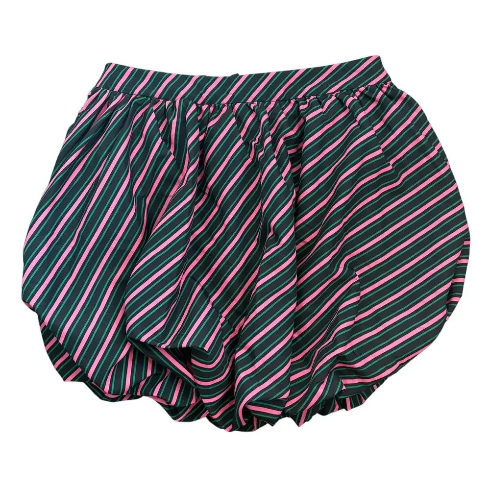 New Wicked Paul Tazwell Striped Pink Green Black Bubble Mini Skirt XXL